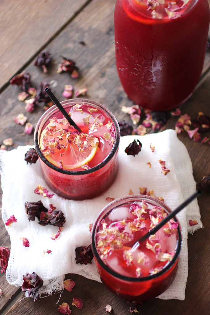 Rose and Hibiscus Iced Tea  Funny how flowers do that